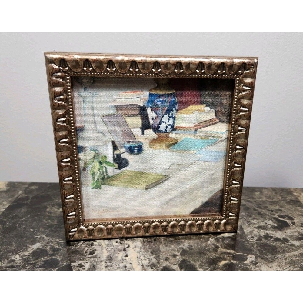 6"x6" Table Still Life Table Desk Framed Canvas (No Glass)